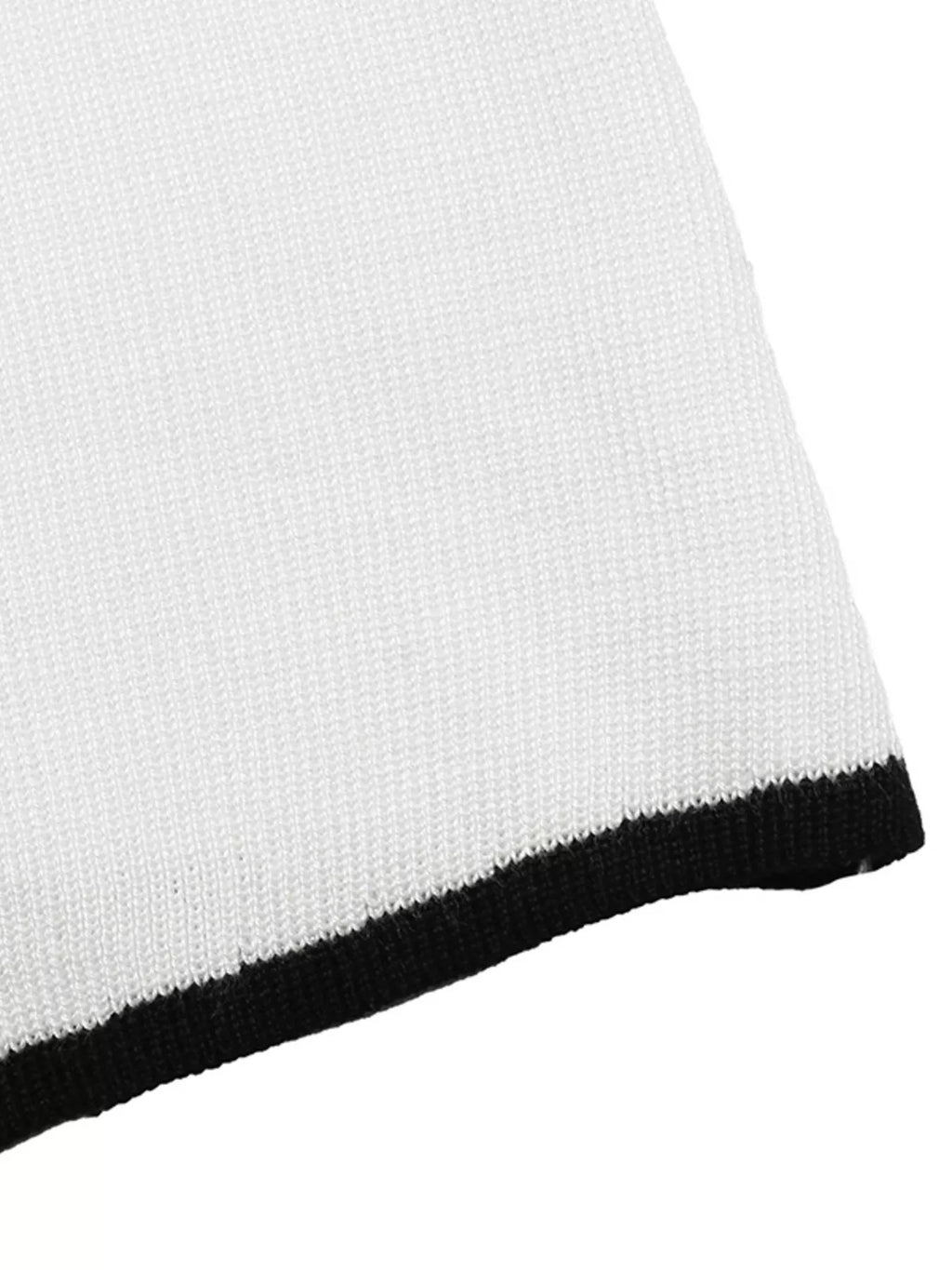 Contrast Trim Button Decor Knit Top - Draped in Grace