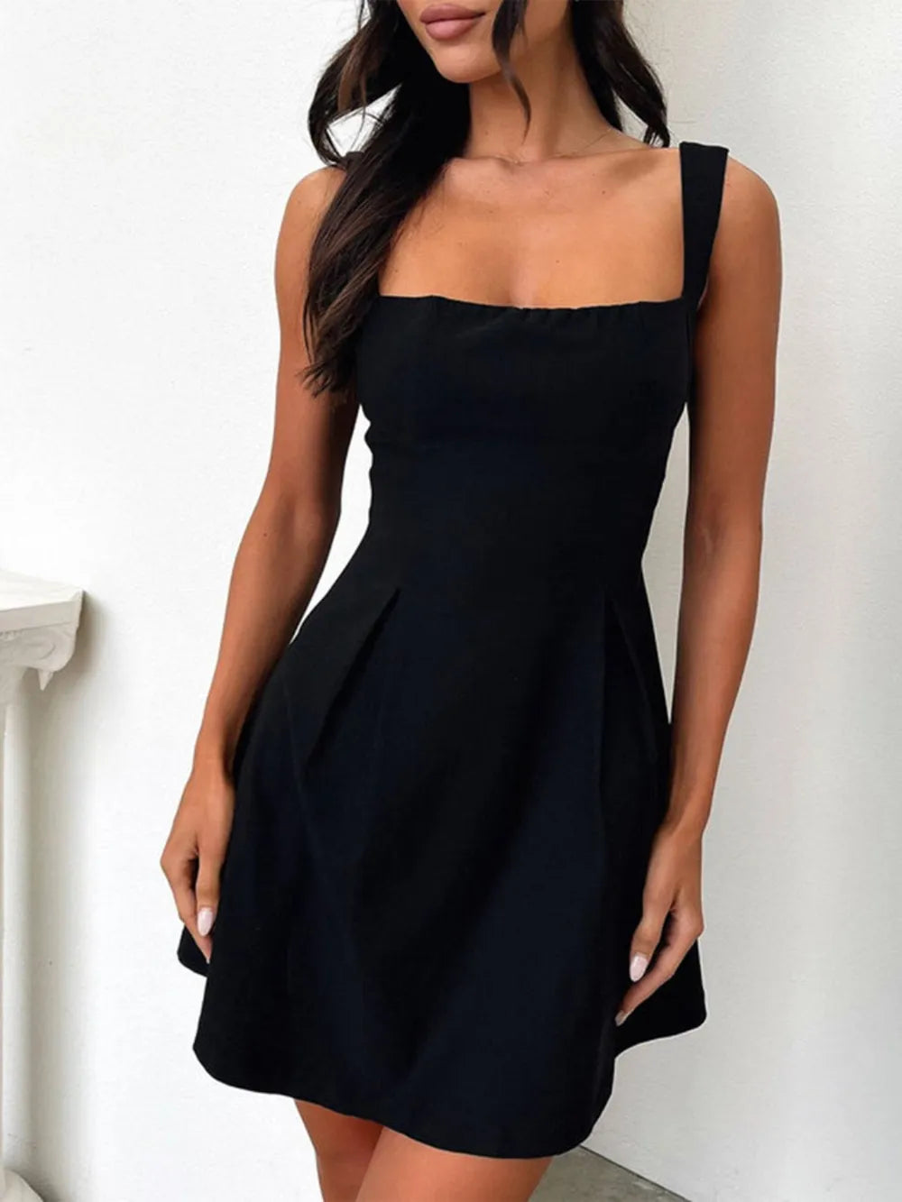 Devine Bow Back Square Neck Mini Dress - Draped in Grace