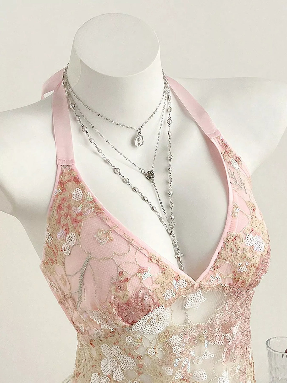 Sequin Halter Neck Cami - Draped in Grace