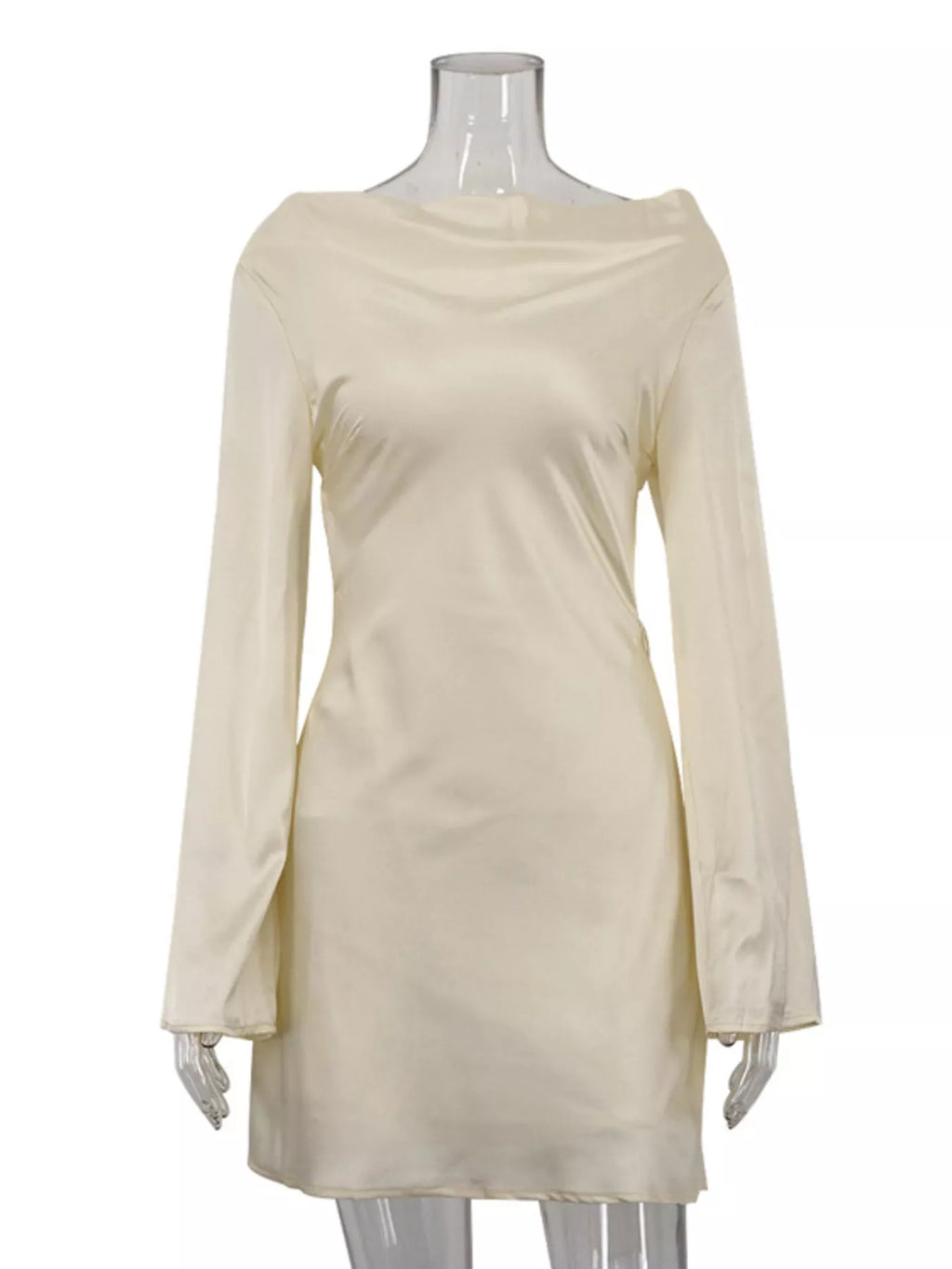 Backless Long Sleeve Mini Dress - Draped in Grace