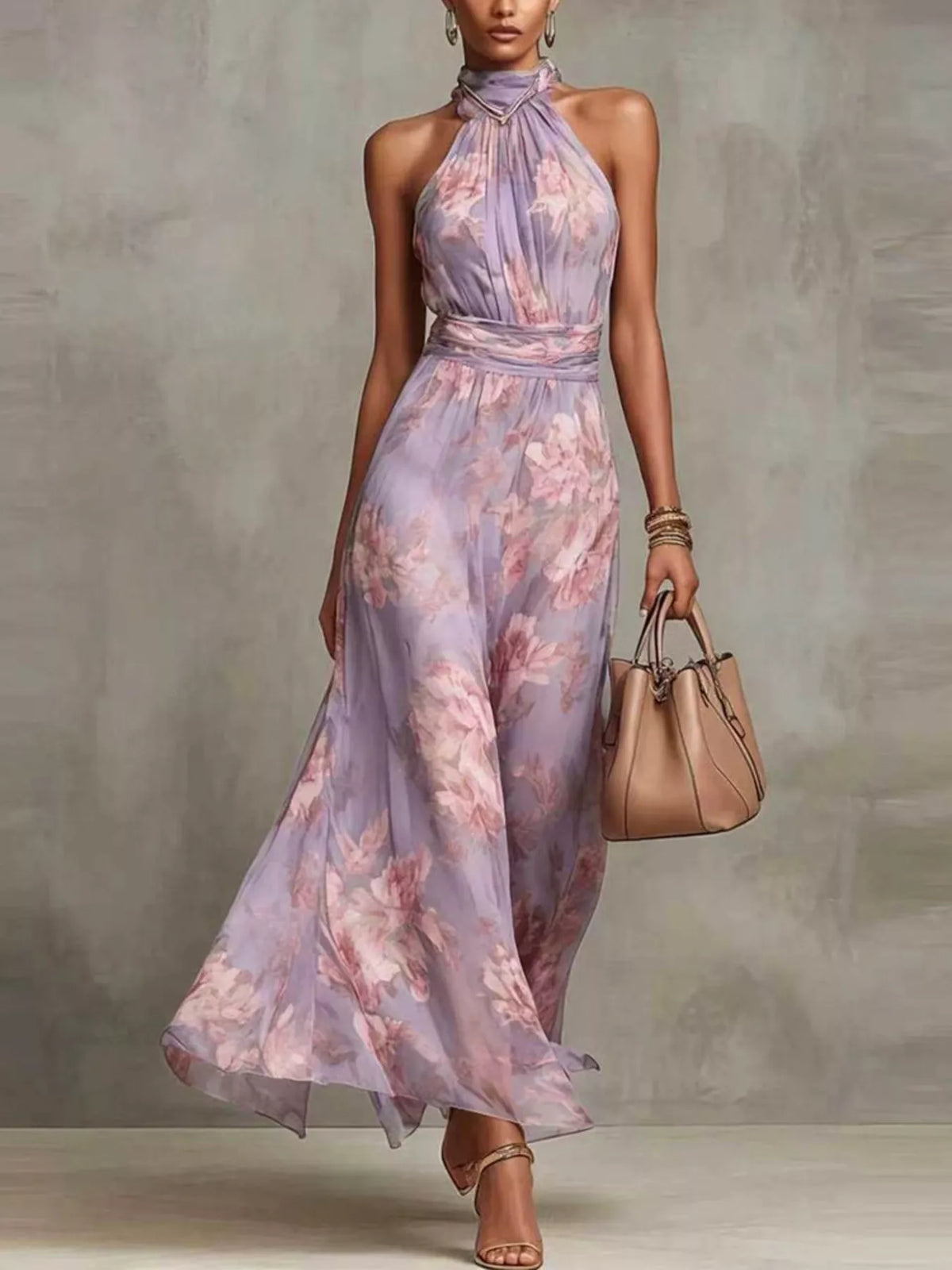Full Size Floral Print Sleeveless Maxi Dress Plus Size - Draped in Grace