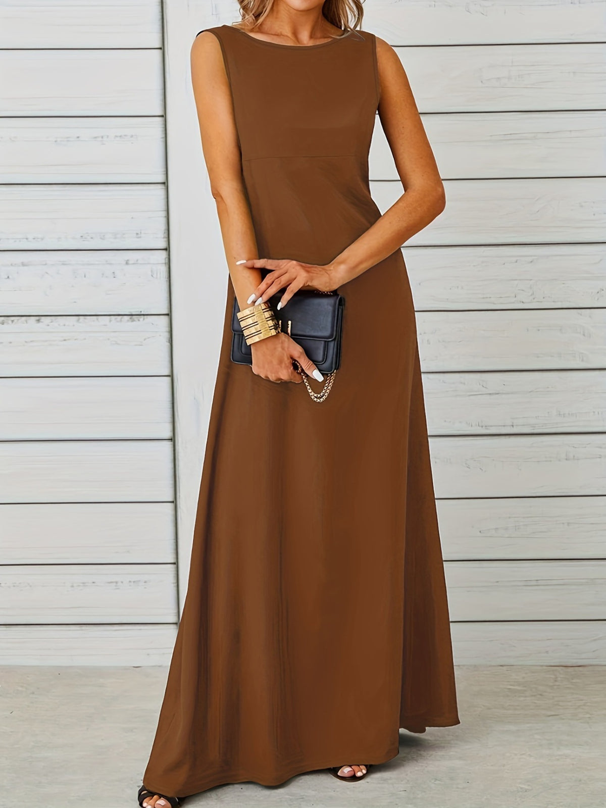 Sleeveless Flowy Maxi Dress - Draped in Grace