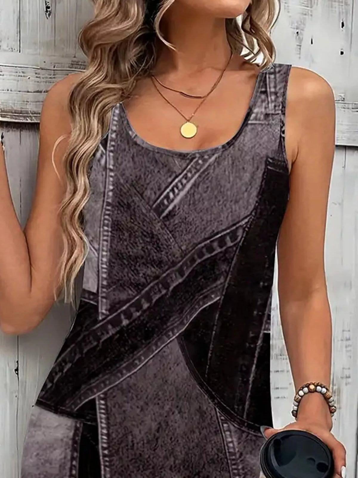 Patchwork Denim Sleeveless Dress - Draped in Grace