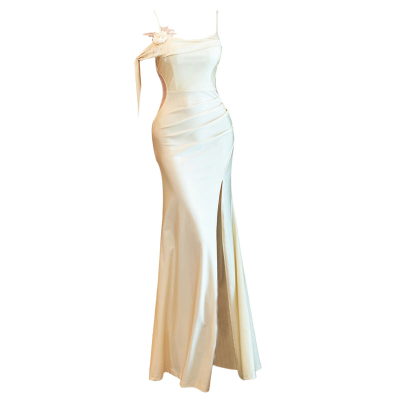 Sexy Strap Slit Maxi Dress Evening Gown One-piece Dress - Draped in Grace