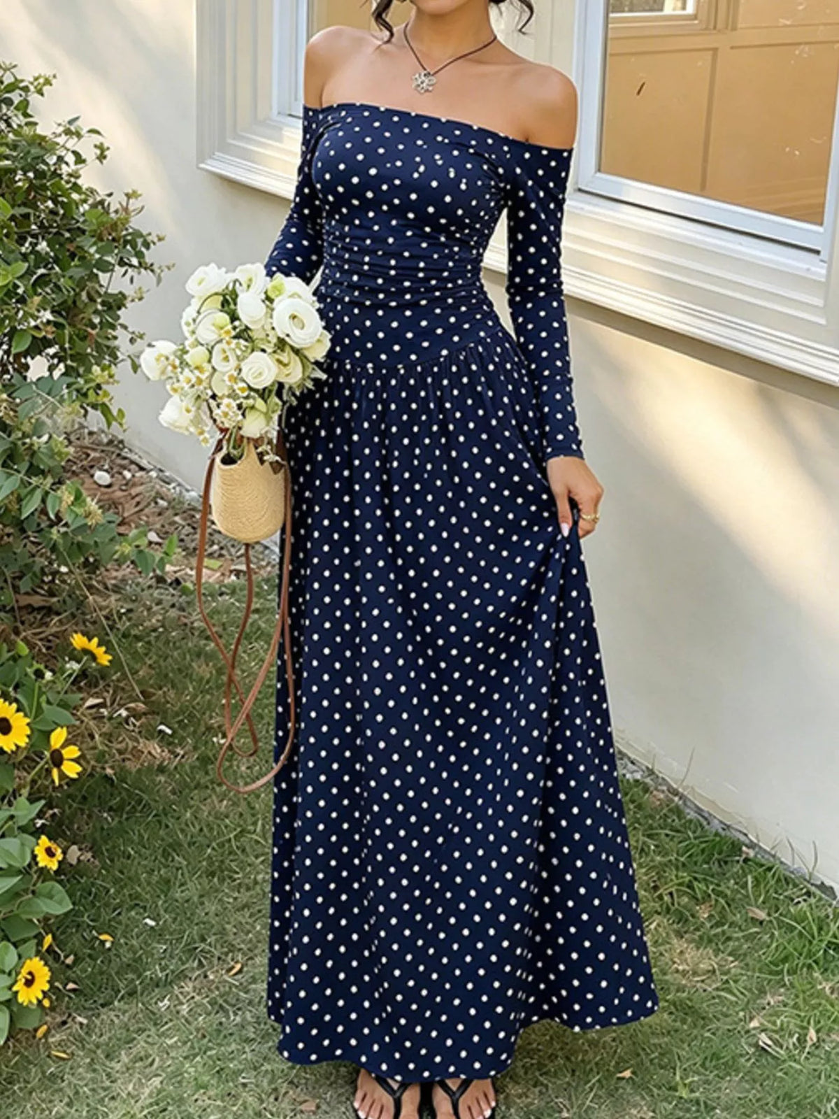 Off-the-Shoulder Maxi Dress - Draped in Grace