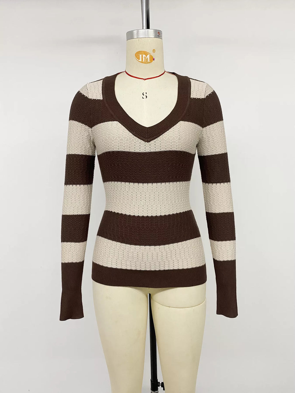 Striped V-Neck Knit Top - Draped in Grace
