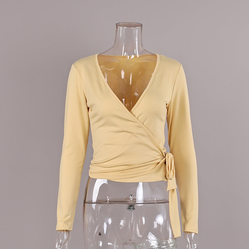 Fashionable Wrap Style Figure-hugging Top - Draped in Grace