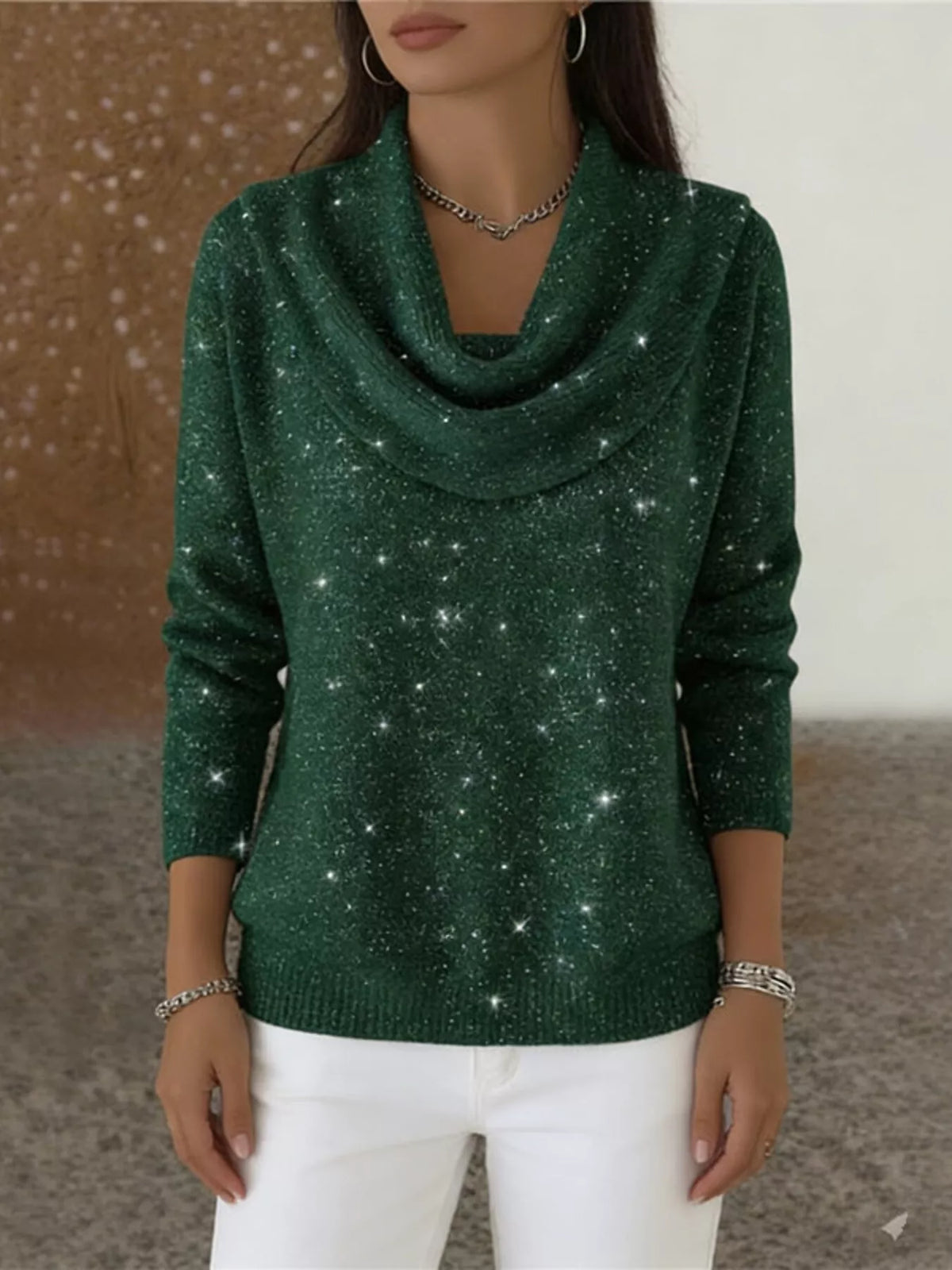 Full Size Solid Color Cowl Neck Sweater Plus Size - Draped in Grace