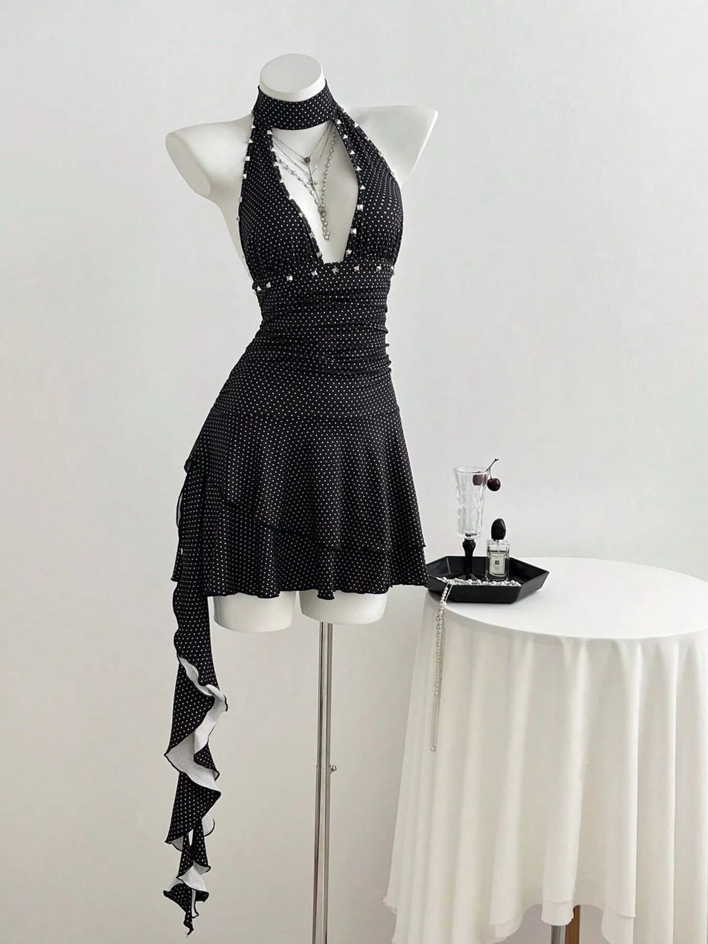 Front Halter Neck Dress - Draped in Grace