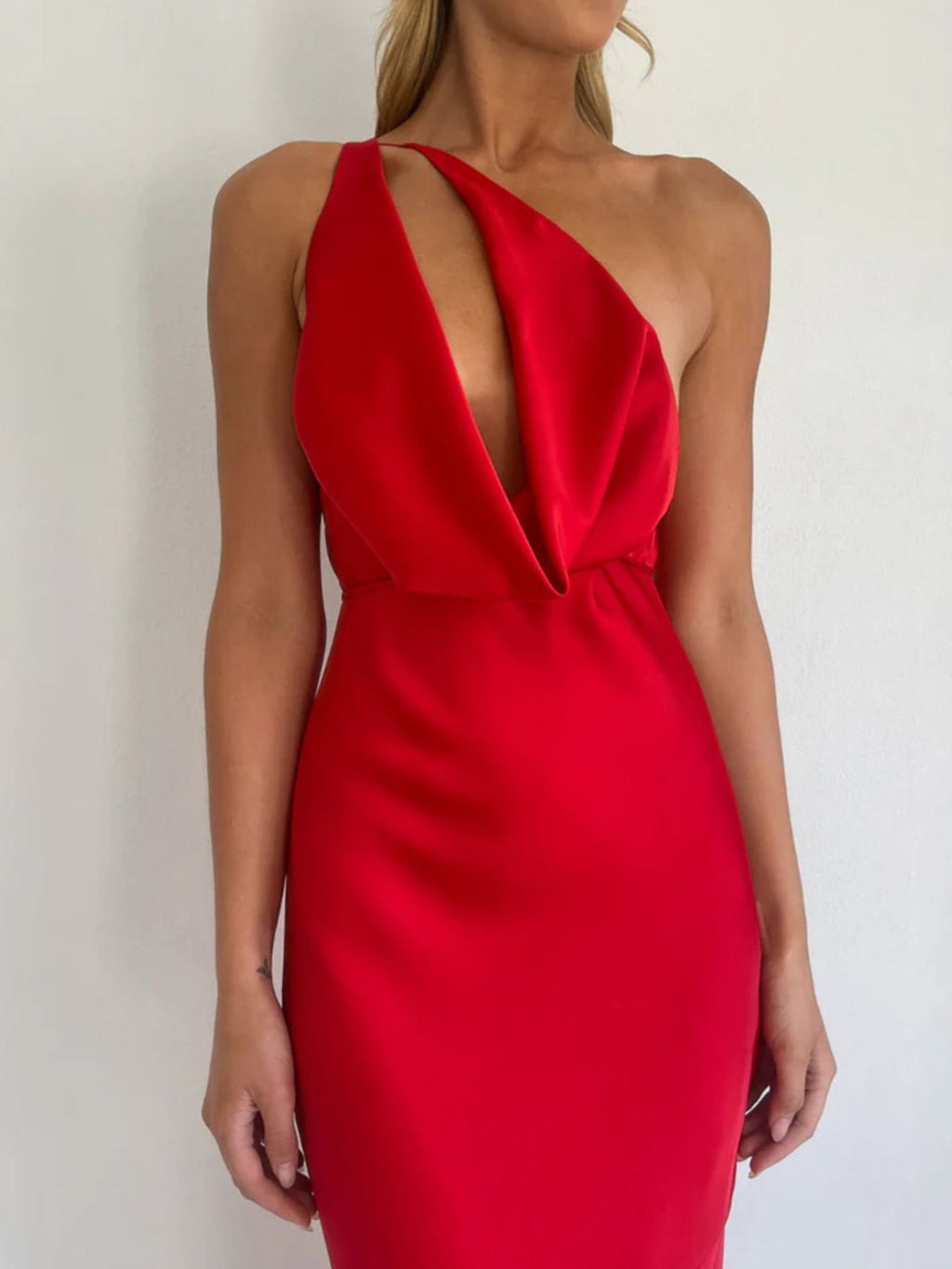 Halter Neck Satin Maxi Dress - Draped in Grace