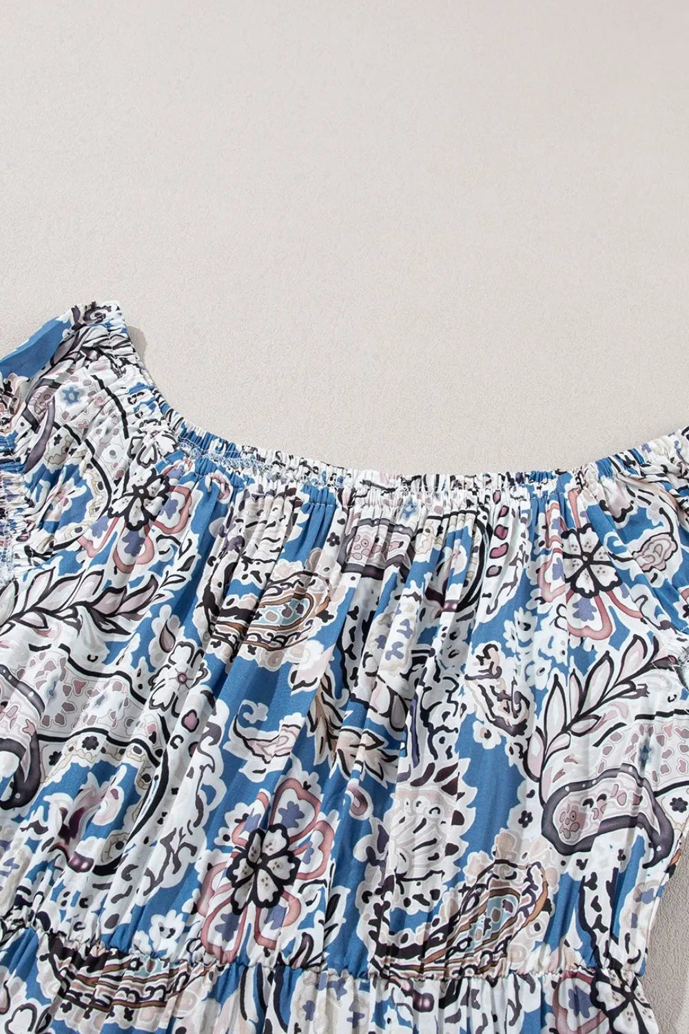 Boho Paisley Print Off Shoulder Maxi Dress - Draped in Grace