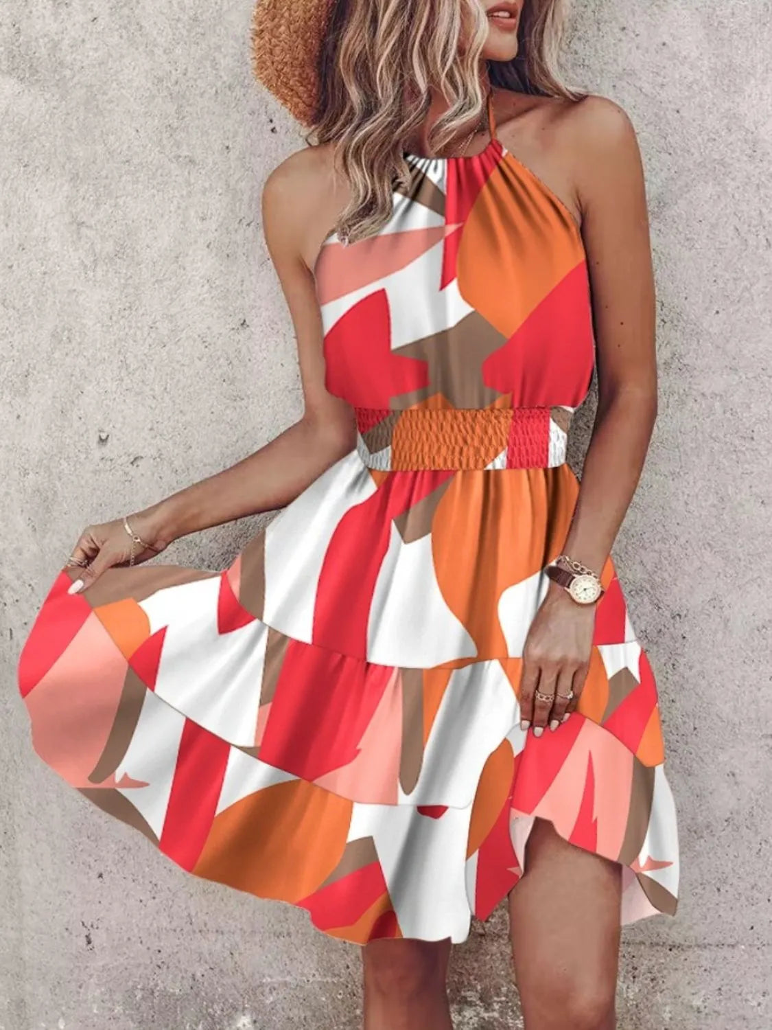 Paisley Print Halter Neck Mini Dress - Draped in Grace