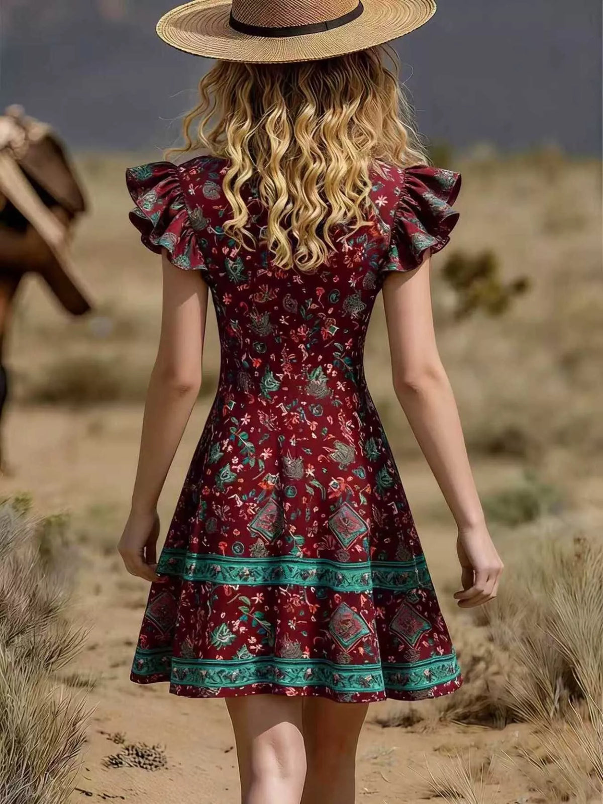 Ruffled V-Neck Mini Dress - Draped in Grace