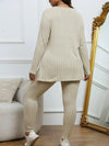 Ribbed Knit Split-Hem Two-Piece Set