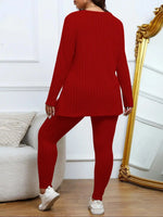 Ribbed Knit Split-Hem Two-Piece Set