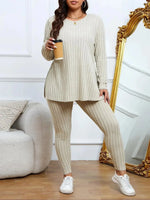 Ribbed Knit Split-Hem Two-Piece Set