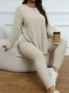 Ribbed Knit Split-Hem Two-Piece Set