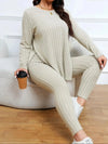 Ribbed Knit Split-Hem Two-Piece Set