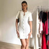 Ribbed Knit Mini Dress with Button Detail