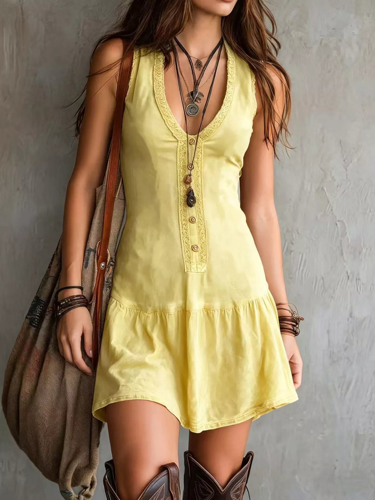 Full Size Sleeveless V-Neck Mini Dress Plus Size - Draped in Grace