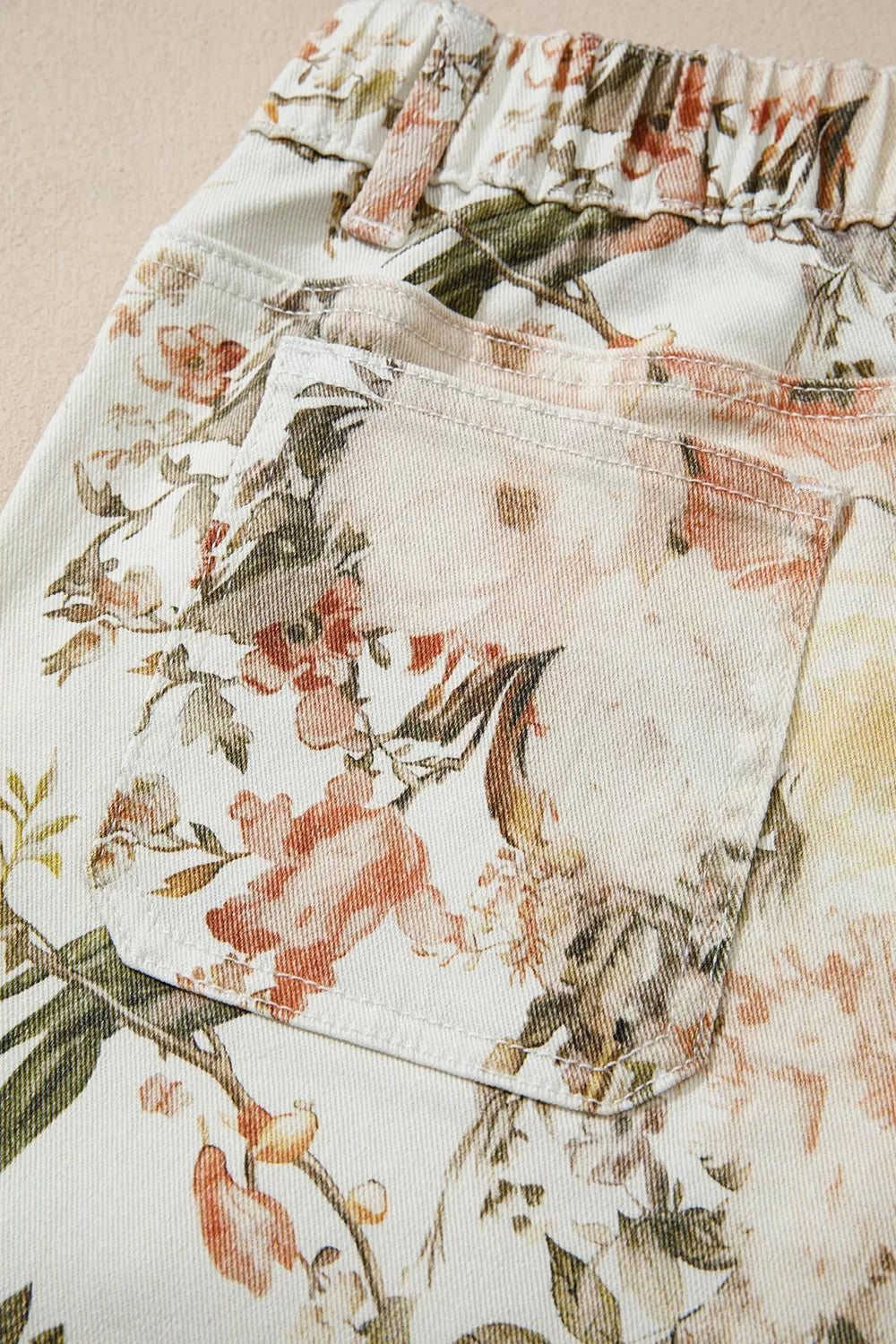 Vintage Style Floral Print High Waist Wide Leg Jeans - Draped in Grace