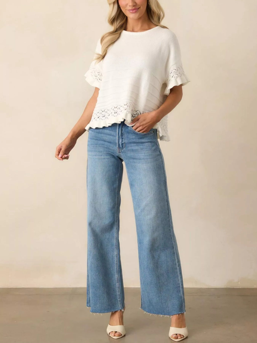 Lace Trimmed Knit Top - Draped in Grace