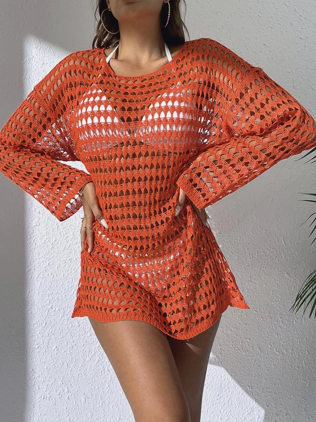 Crochet Knit Long Sleeve Cover-Up - Draped in Grace