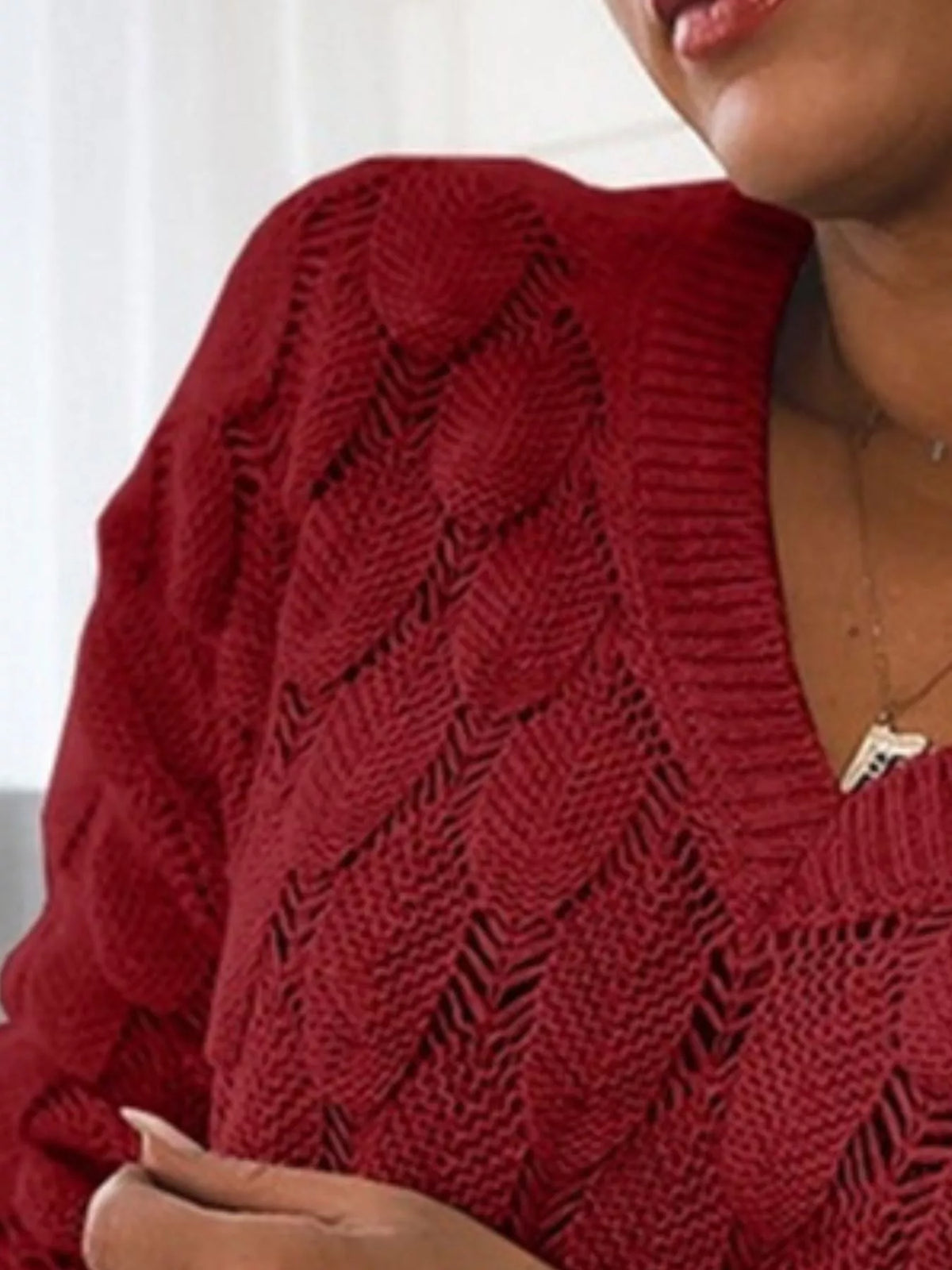 V-Neck Knitted Sweater - Draped in Grace