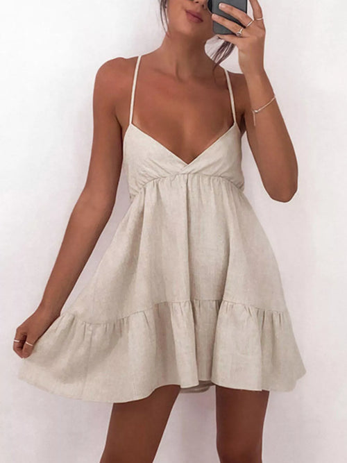 Backless Spaghetti Strap Mini Dress - Draped in Grace