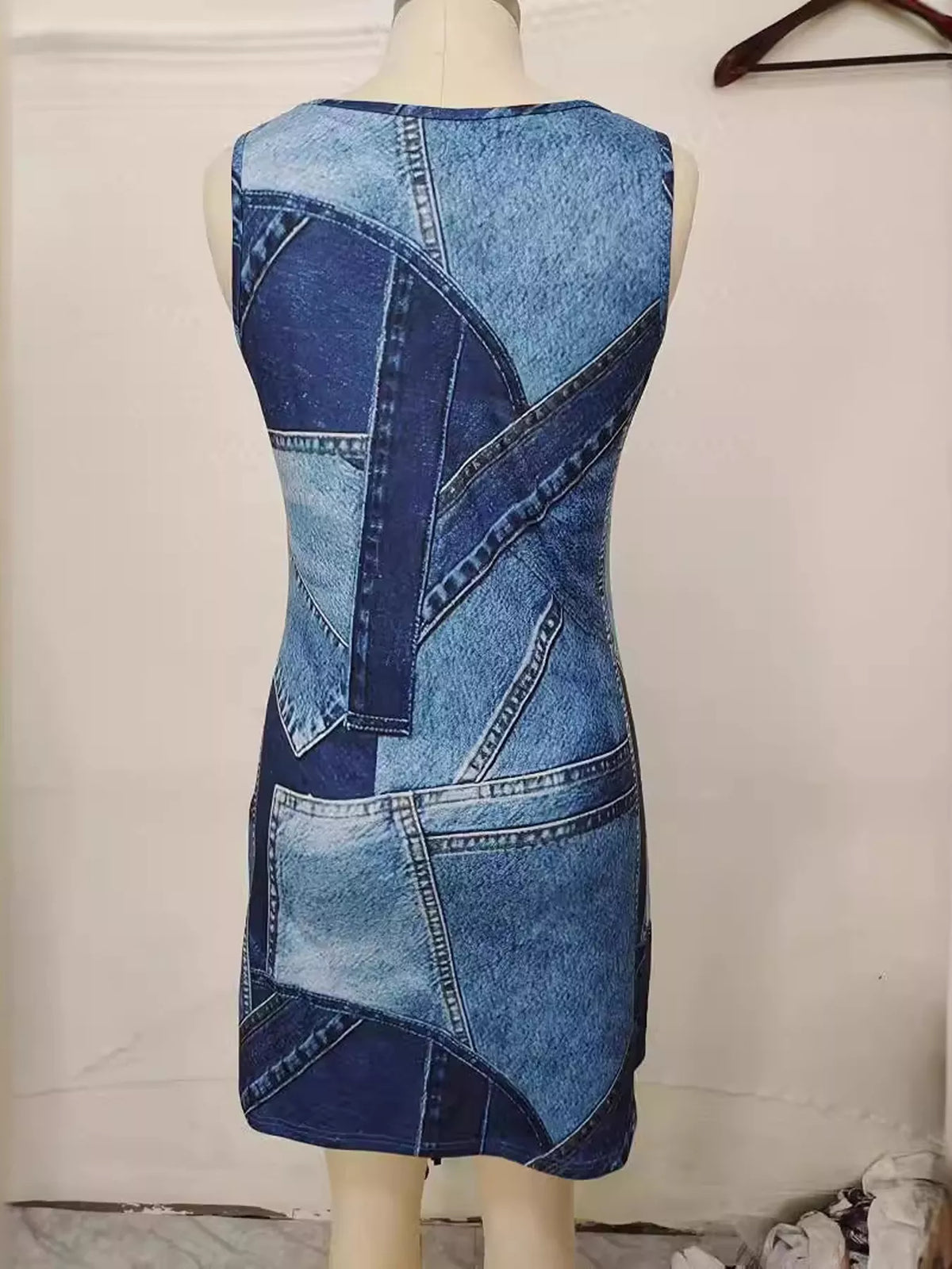 Patchwork Denim Sleeveless Dress - Draped in Grace