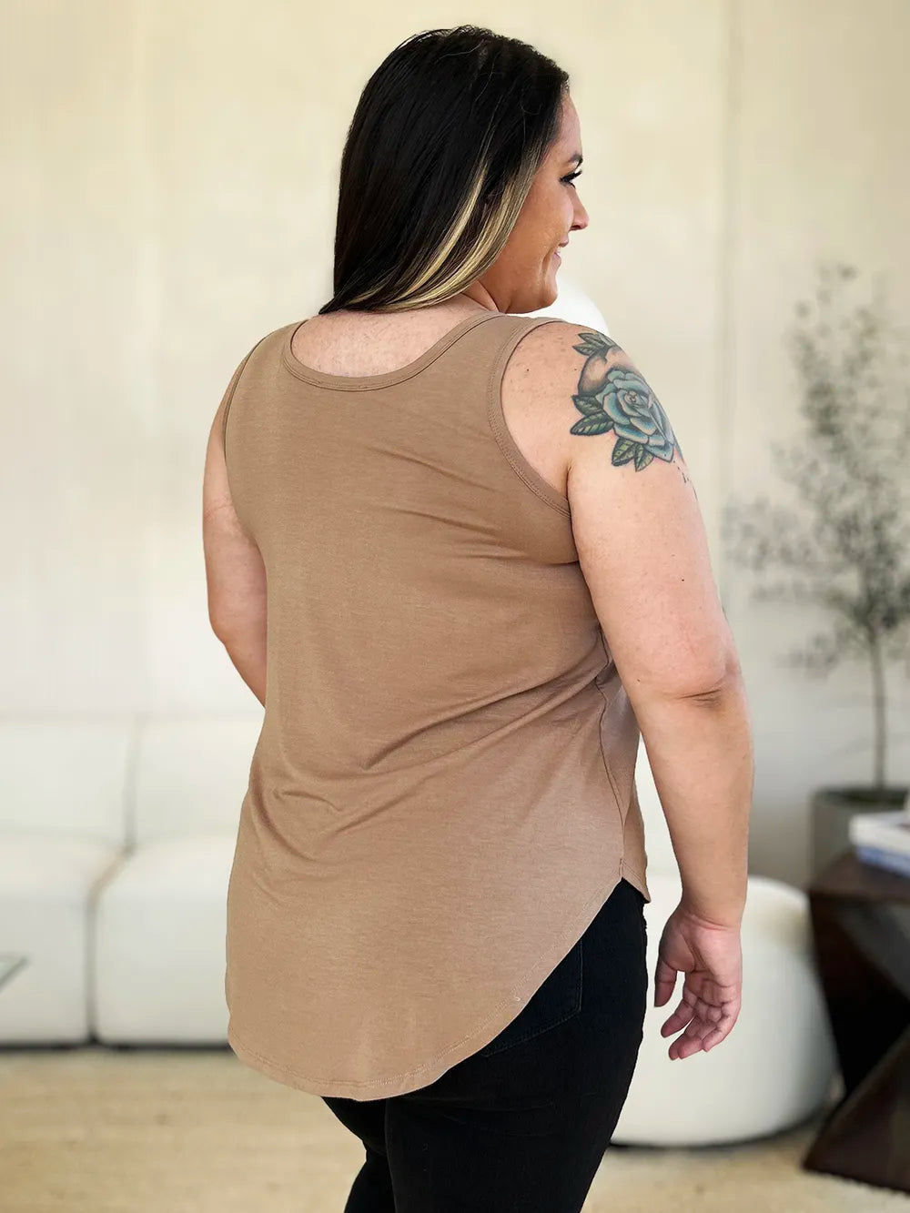 Basic Bae Full Size Round Neck Curved Hem Tank - Draped in Grace