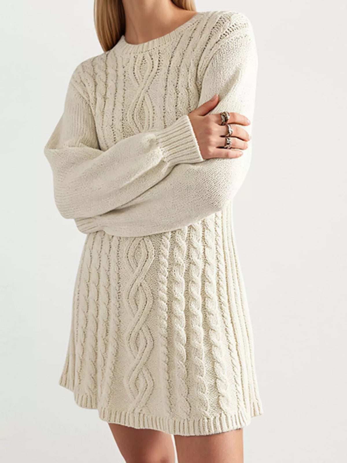 Cable Knit Sweater Mini Dress - Draped in Grace