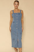 Denim Dress With Bow Detailing - Draped in Grace