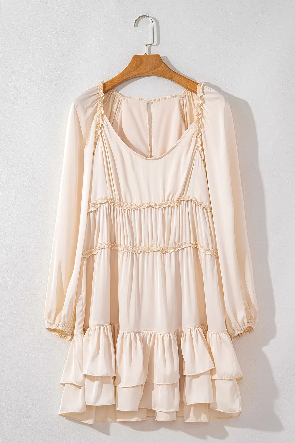 Frill Ruffled V-Neck Long Sleeve Mini Dress - Draped in Grace