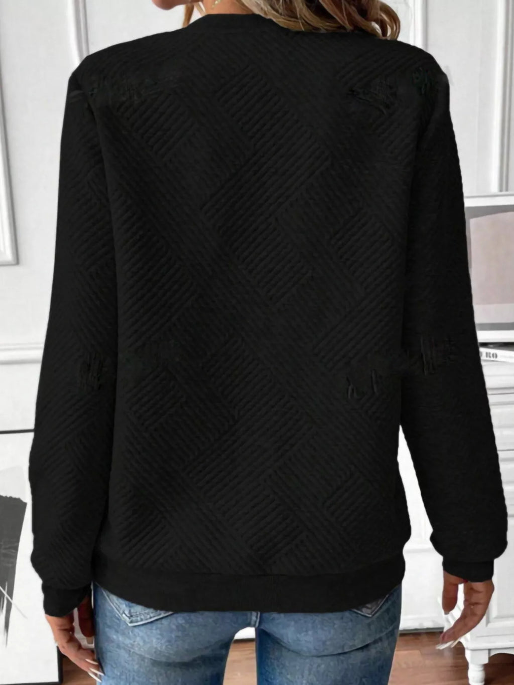 Textured Quarter-Zip Sweatshirt - Draped in Grace