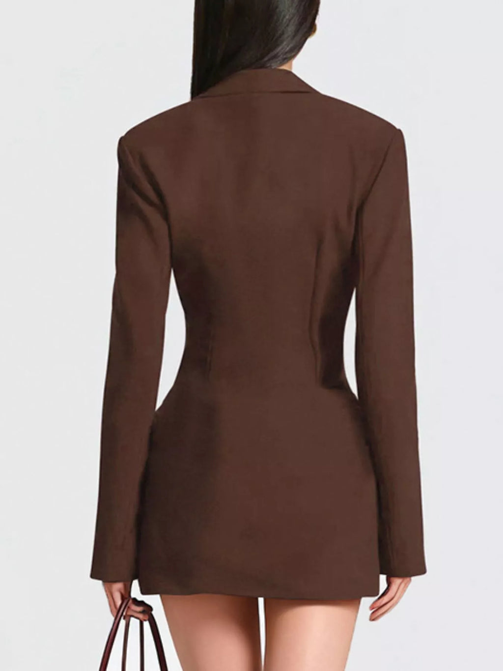 Full Size Blazer-Style Long Sleeve Mini Dress Plus Size - Draped in Grace
