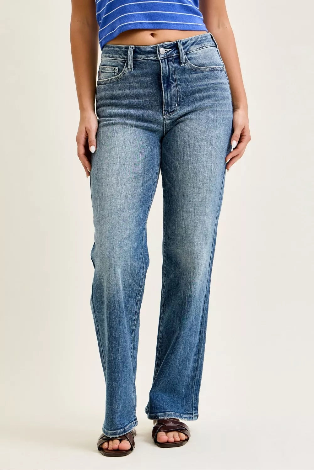 Judy Blue Mid Rise 90s Straight Jeans - Draped in Grace