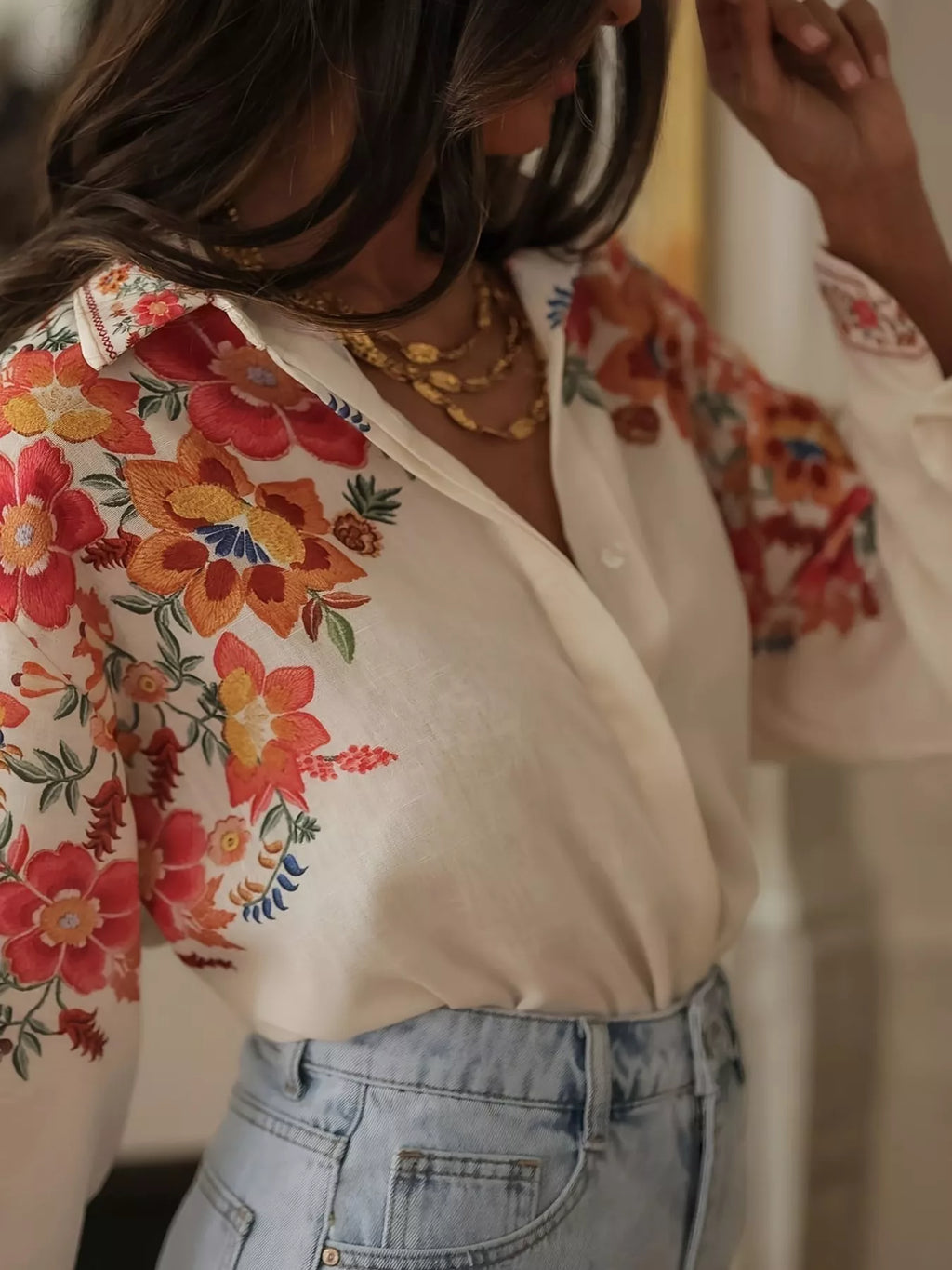 Floral Print Button Up Shirt - Draped in Grace