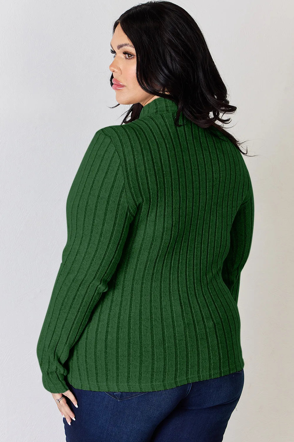 Basic Bae Full Size Ribbed Mock Neck Long Sleeve T-Shirt - Draped in Grace