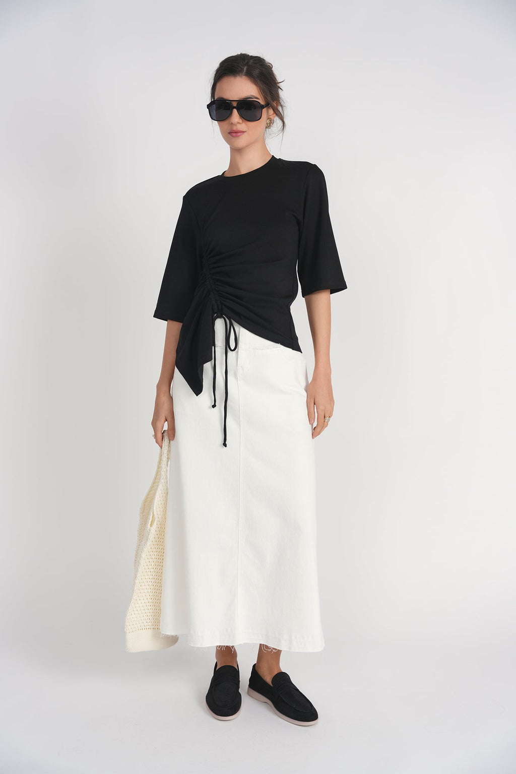 Drawstring Tee- Black