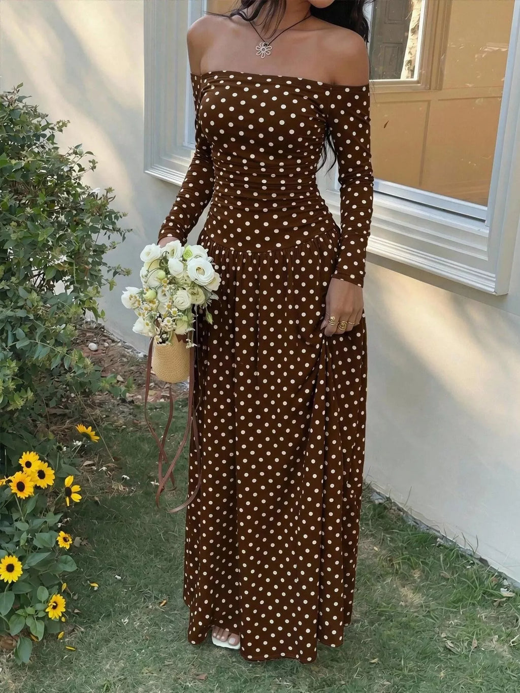 Off-the-Shoulder Maxi Dress - Draped in Grace