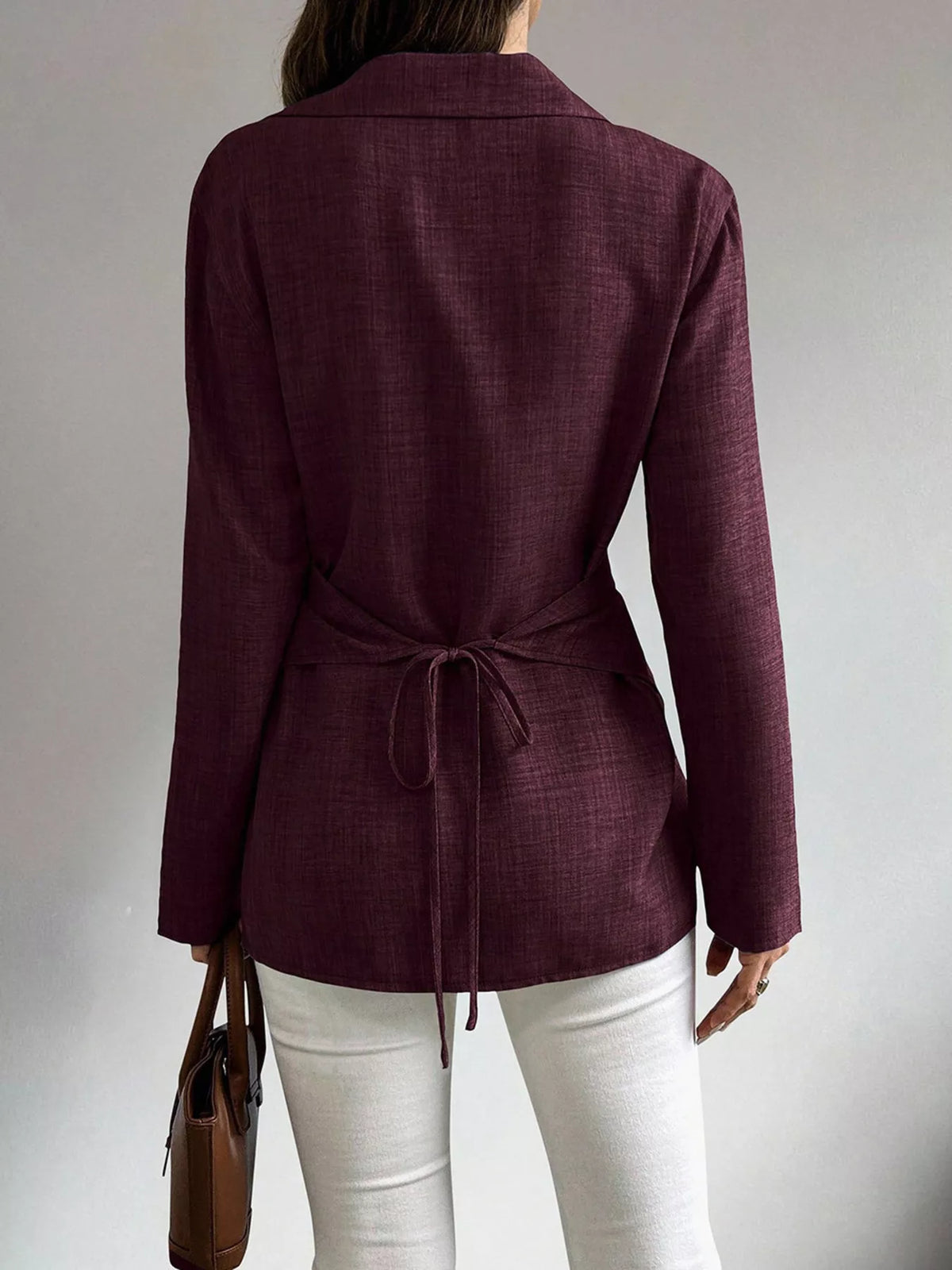 Criss-Cross Wrap Front Long Sleeve Shirt - Draped in Grace