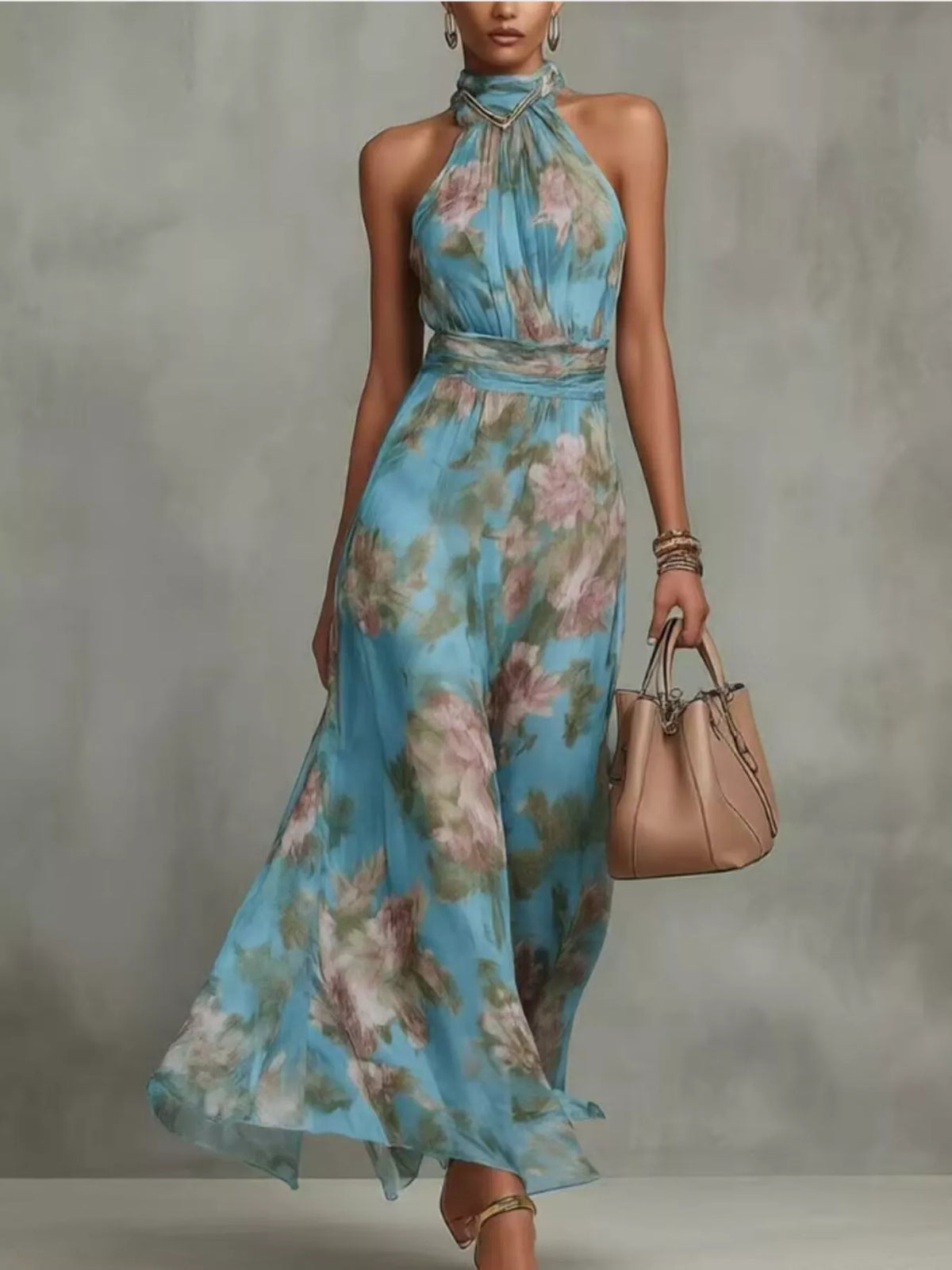 Full Size Floral Print Sleeveless Maxi Dress Plus Size - Draped in Grace
