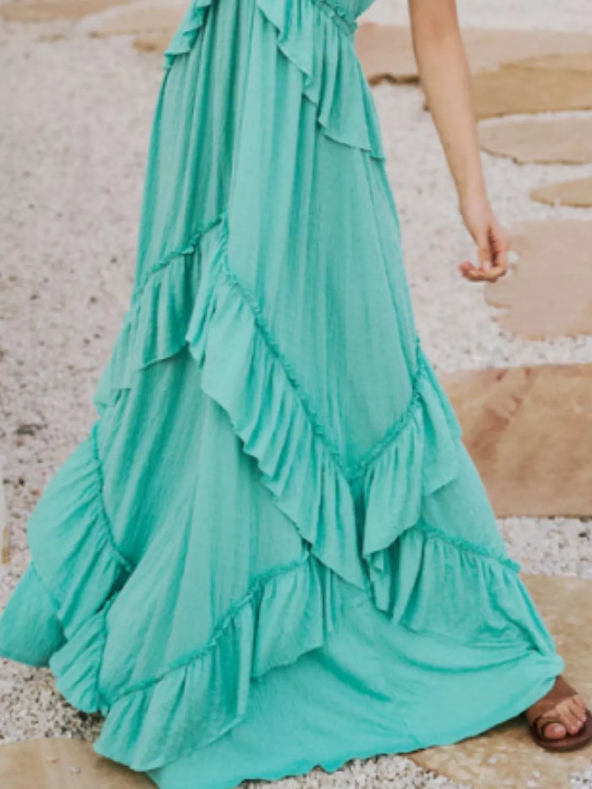 Ruffled Halter Neck Maxi Dress - Draped in Grace