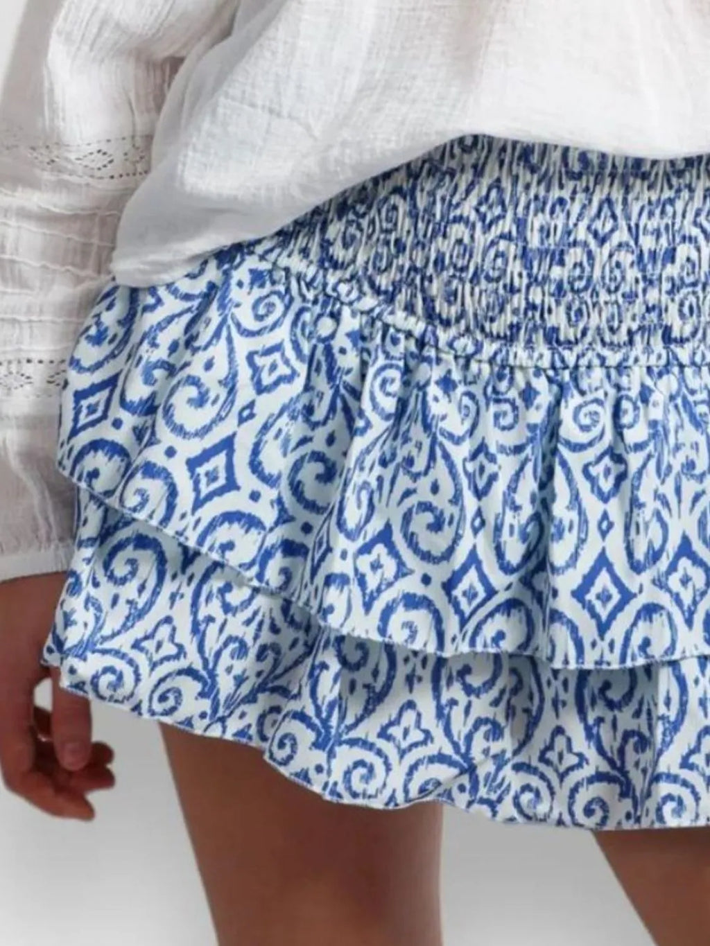 Smocked Wideband Waist Layered Mini Skirt - Draped in Grace