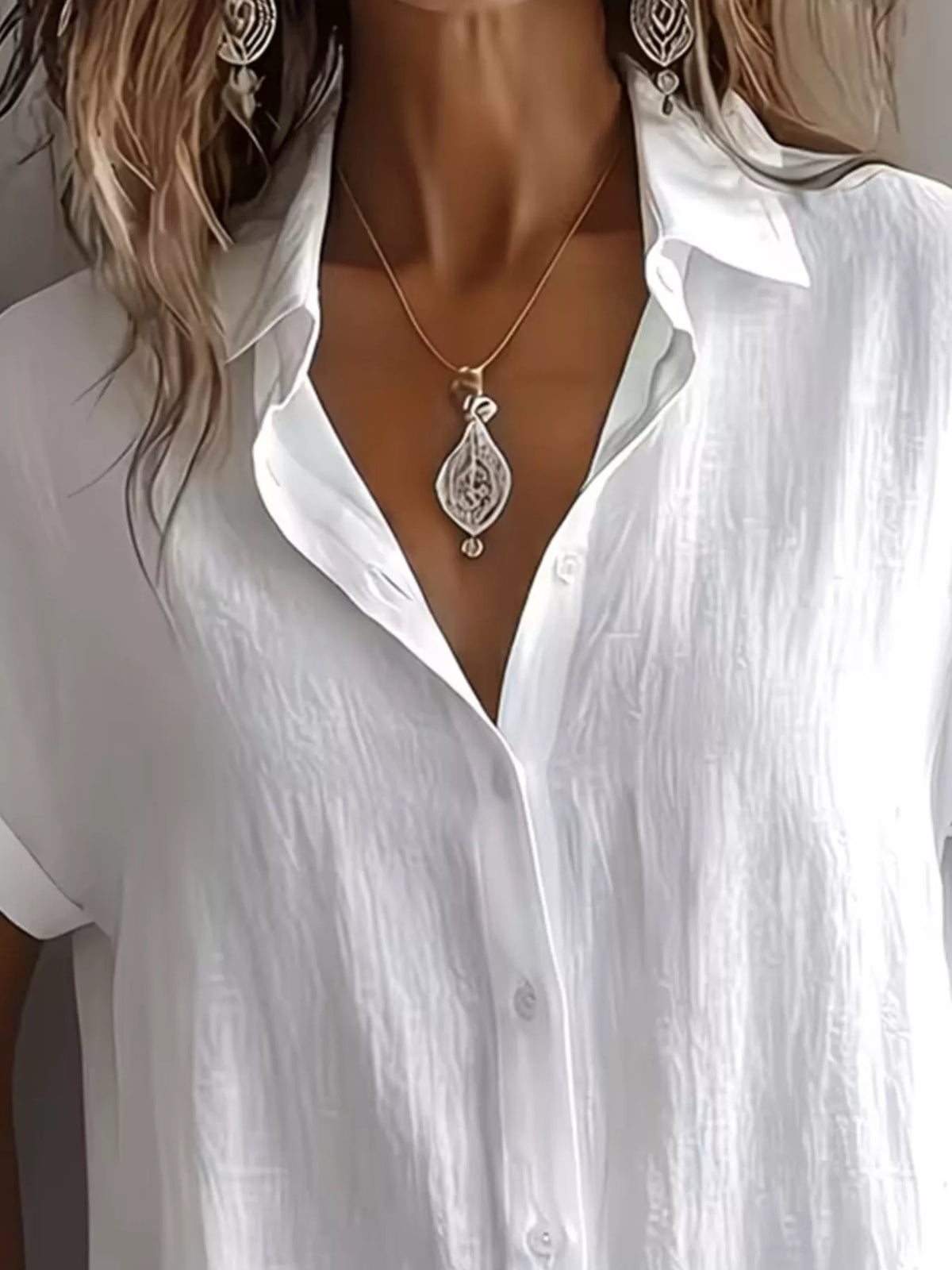 Button-Down Short Sleeve Shirt - Draped in Grace