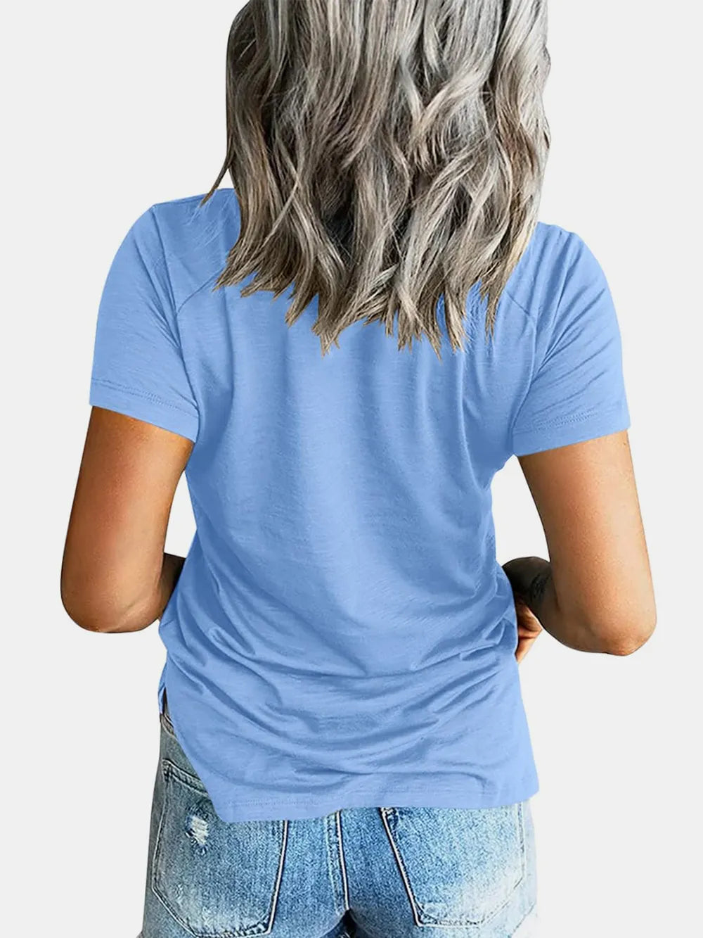 Pocketed V-Neck Short Sleeve T-Shirt - Draped in Grace