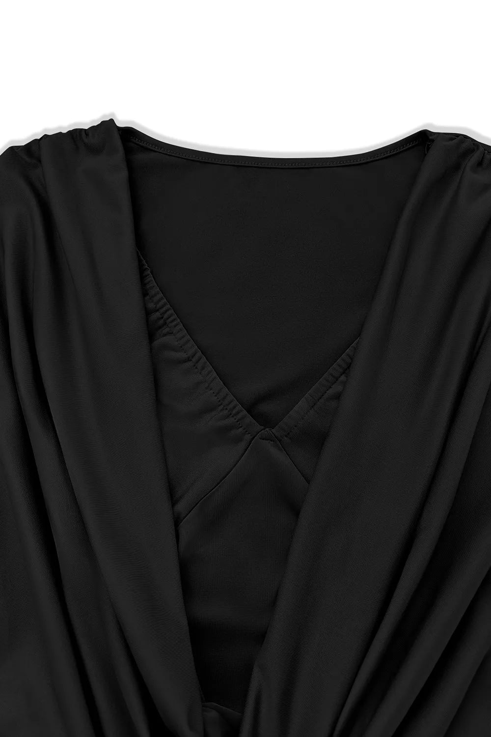 Ruched Cowl Neck Long Sleeve Mini Dress - Draped in Grace