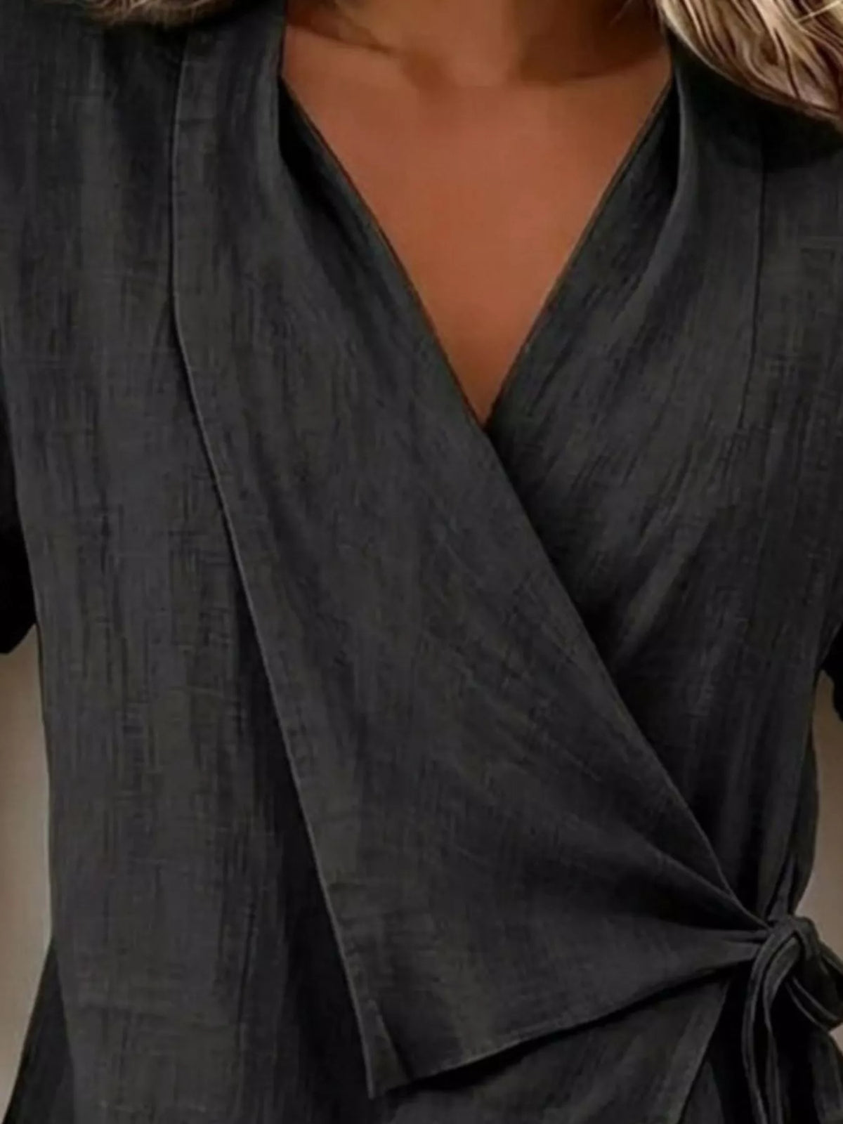 Tie-Side Detail Wrap Top - Draped in Grace