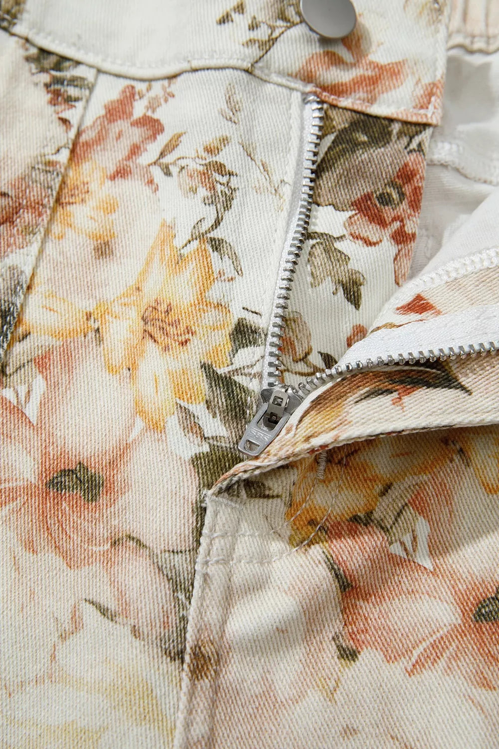 Vintage Style Floral Print High Waist Wide Leg Jeans - Draped in Grace